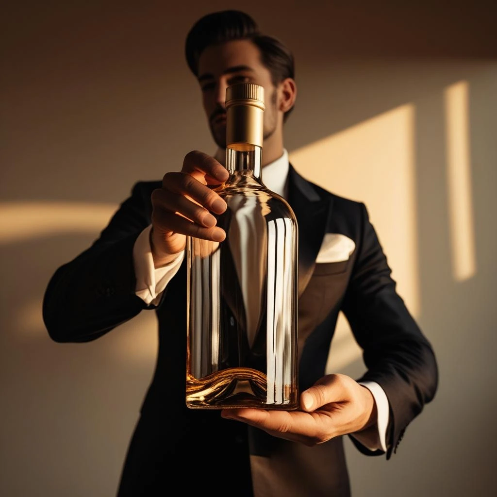 Elegant men's fragrance bottle placed on a dresser, part of must-have accessories for men in 2025.