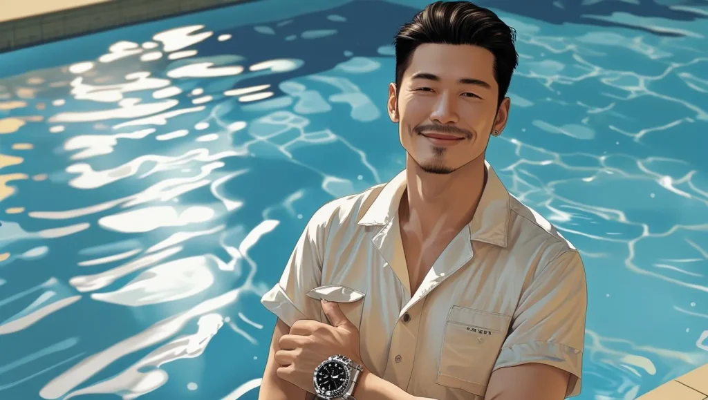 Waterproof analog watches for men shown near a beach

