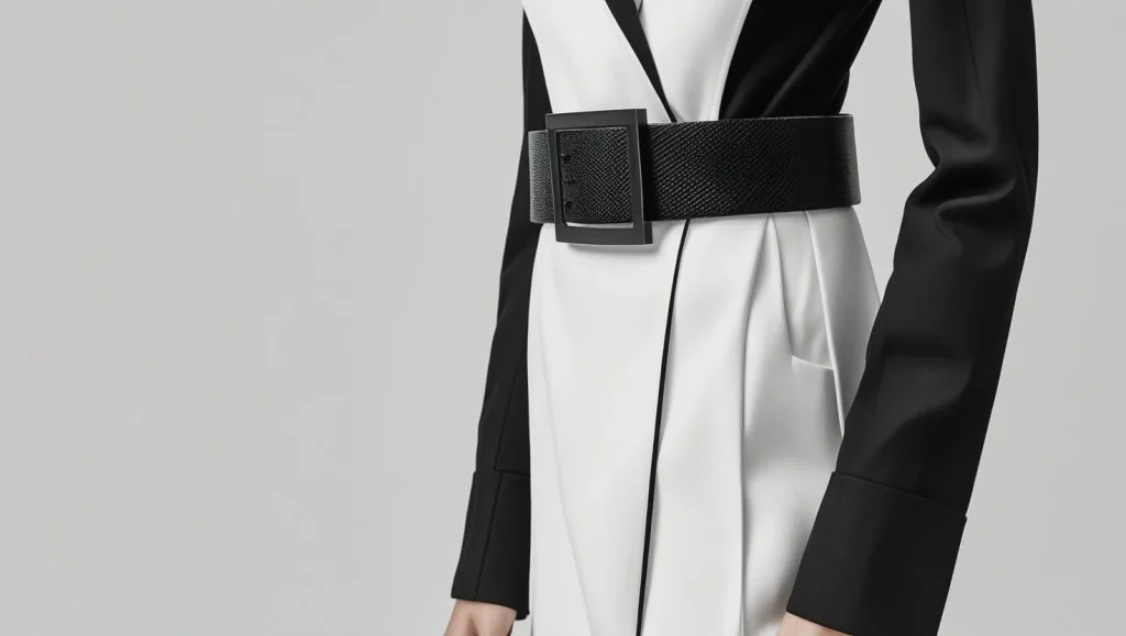 All-black outfit with minimalist black-on-black belt representing modern trends in best belt styles for men