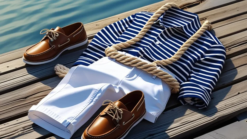 Nautical-style rope belt paired with white chinos and boat shoes highlighting seasonal best belt styles for men