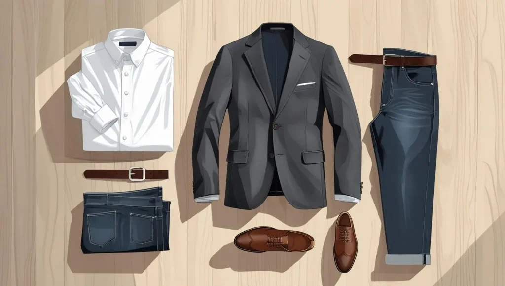  Flatlay of stylish men’s wardrobe essentials representing Why Some Men Age Like Fine Wine with intentional and timeless fashion.